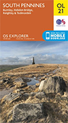 Walks on Ordnance Survey Explorer Map OL21 South Pennines