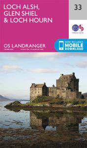 Walks on Ordnance Survey Landranger Map 33 Loch Alsh, Glen Shiel & Loch Hourn