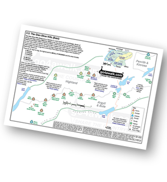 <em>Peak Baggers Map you can Print or Save to your Phone detailing The Glen Etive Hills (East) area of  Section 3.3: Loch Leven to Connel Bridge, Strath of Orchy and Glen Lochy</em>