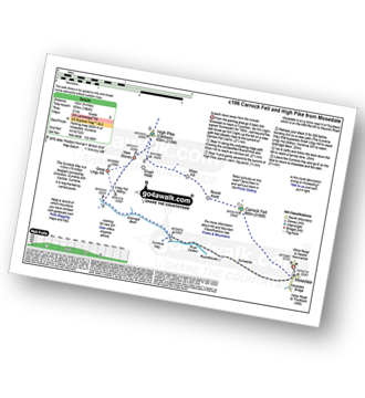 Map with easy-to-follow route details for walk c106 Carrock Fell and High Pike (Caldbeck) from Mosedale pdf