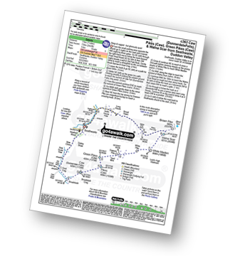 Walk route map with easy-to-follow route instructions for walk c363 Caw (Dunnerdale Fells) Pikes (Caw), Green Pikes (Caw) and Walna Scar from Seathwaite (Duddon Valley) pdf