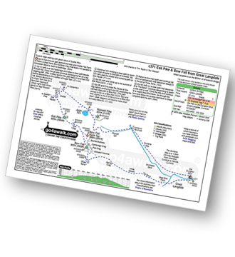 Map with easy-to-follow route details for walk c371 Esk Pike and Bow Fell (Bowfell) from The Old Dungeon Ghyll, Great Langdale pdf