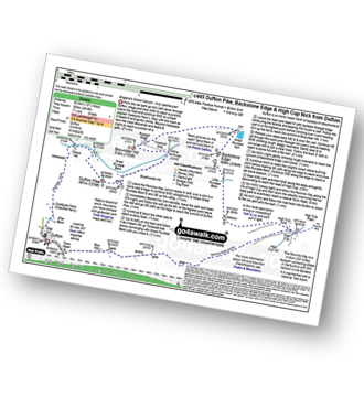 Map with easy-to-follow route details for walk c445 Dufton Pike, Backstone Edge and High Cup Nick from Dufton pdf