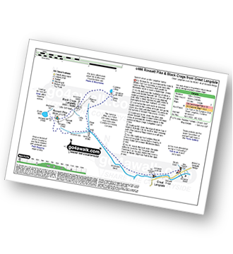 Map with easy-to-follow route details for walk c466 Rossett Pike and Black Crags (Langdale) from Great Langdale pdf