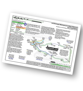 Map with easy-to-follow route details for walk cw159 Drosgol (Moelwyns) and Ty Mawr Wybrnant from Dolwyddelan pdf