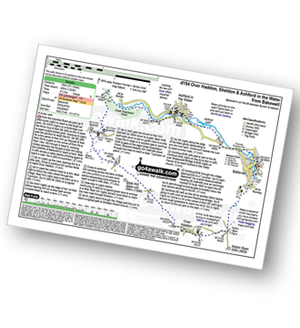 Map with easy-to-follow route details for walk d154 Over Haddon, Sheldon and Ashford in the Water from Bakewell pdf