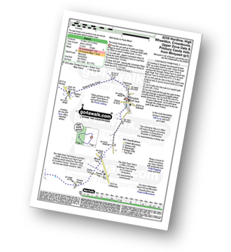 Map with easy-to-follow route details for walk d259 Hurdlow, High Wheeldon, Crowdecote, Upper Dove Dale and Pilsbury Castle Hills from Monyash pdf