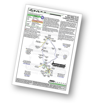 Map with easy-to-follow route details for walk d281 Higger Tor and Burbage Rocks from Longshaw Country Park pdf