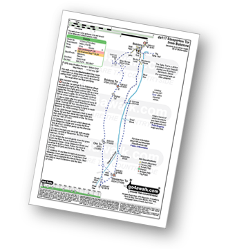 Map with easy-to-follow route details for walk de117 Steeperton Tor from Belstone pdf