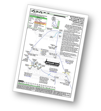 Map with easy-to-follow route details for walk de122 North Hessary Tor, Great Mis Tor and Great Staple Tor from Princetown pdf