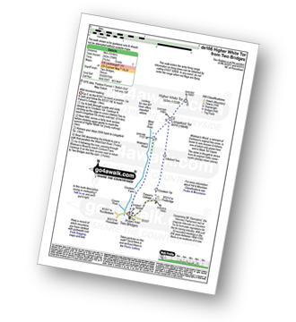 Walk route map with easy-to-follow route instructions for walk de166 Higher White Tor from Two Bridges pdf