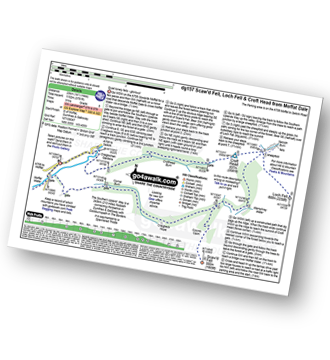 Map with easy-to-follow route details for walk dg157 Scaw'd Fell, Loch Fell and Croft Head from Moffat Dale pdf