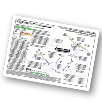 Walk route map with easy-to-follow route instructions for walk do122 Black Down (Hardy Monument) via Great Hill from Winterbourne St Martin, Martinstown pdf