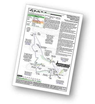 Map with easy-to-follow route details for walk fl108 Moel Arthur and Penycloddiau from Bwlch Arthur pdf