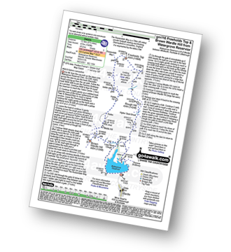 Map with easy-to-follow route details for walk gm116 Round Hill, Freeholds Top and Brown Wardle Hill from Watergrove Reservior pdf