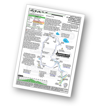 Map with easy-to-follow route details for walk gw117 Snowdon and Yr Aran via The Watkin Path from Bathania, Nantgwynant pdf