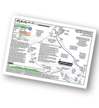 Map with easy-to-follow route details for walk gw118 Moel Cynghorion, Foel Gron and Moel Eilio from Llanberis pdf