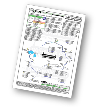 Map with easy-to-follow route details for walk gw132 Tyrrau Mawr (Craig-las) and Craig-y-llyn from Llynnau Cregennen pdf