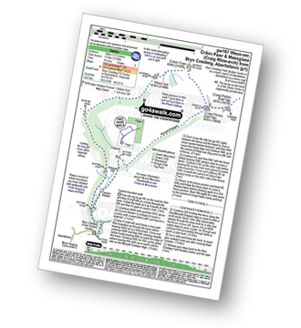 Map with easy-to-follow route details for walk gw167 Waun-oer, Cribin Fawr and Maesglase from Bryn Coedwig, Aberllefenni pdf