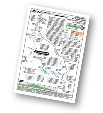 Map with easy-to-follow route details for walk gw186 Garnedd Ugain, Snowdon (Yr Wyddfa) & Moel Cynghorion from Llanberis pdf