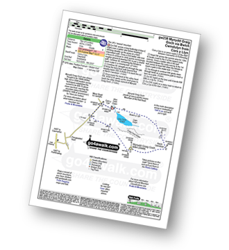 Map with easy-to-follow route details for walk gw238 Mynydd Graig Goch via Bwlch Cwmdulyn from Cors y Llyn pdf