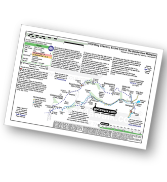 Map with easy-to-follow route details for walk n158 Ring Chesters, Eccles Cairn and The Border from Hethpool pdf