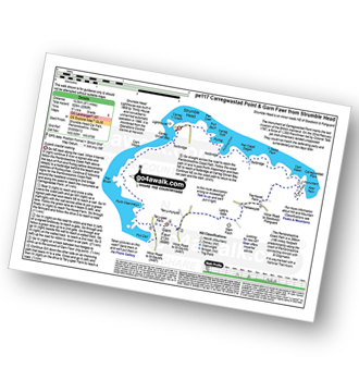 Map with easy-to-follow route details for walk pe117 Carregwastad Point and Garn Fawr from Strumble Head pdf