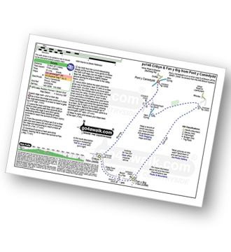 Map with easy-to-follow route details for walk po146 Cribyn and Fan y Big from Pont y Caniedydd pdf