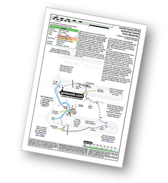 Map with easy-to-follow route details for walk ws143 Camp Hill and Amberley Castle from Amberley pdf