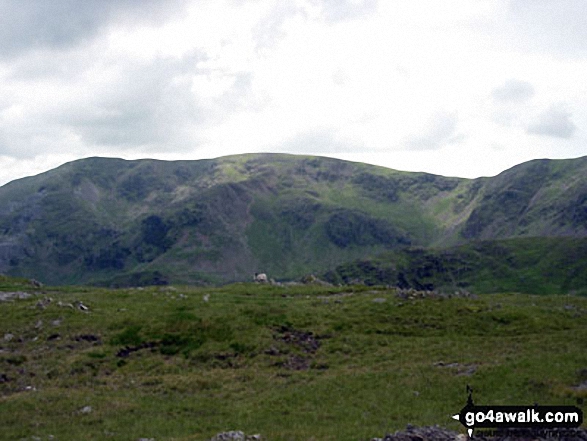 Walk c306 The Old Man of Coniston and Wetherlam from Coniston - The Old Man of Coniston (left) and Brim Fell from near Low Water