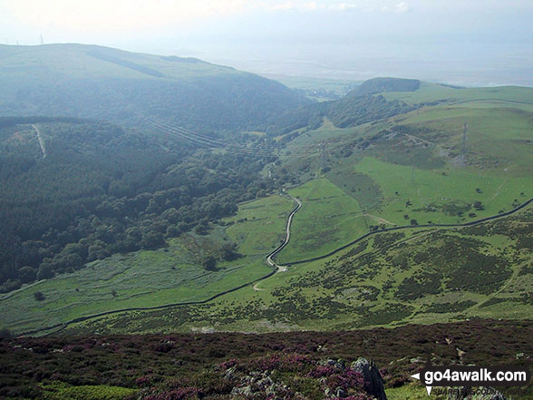 Walk cw172 Tal y Fan, Foel-ganol and Yr Orsedd from Bwlch y Ddeufaen - Looking NW to Abergwyngregyn from the summit of Yr Orsedd