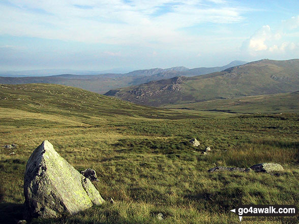 Foel-fras (midground) with Yr Elen and Carnedd Llewelyn  beyond from Bwlch y Ddeufaen 