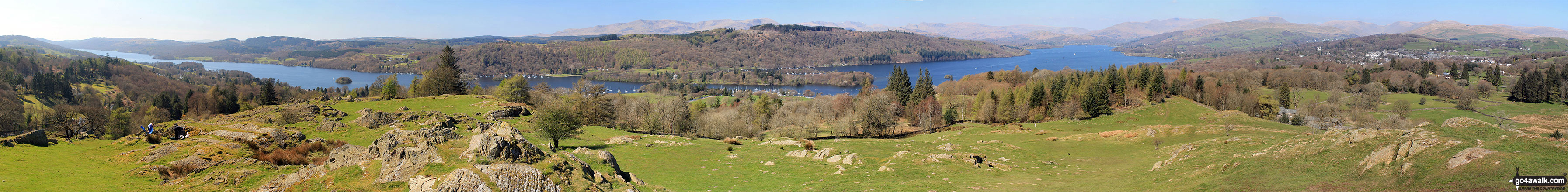 Walk c472 The Naddle Horseshoe from Hazel Shaw - Lake Windermere and Bowness-on-Windermere from the summit of Brant Fell