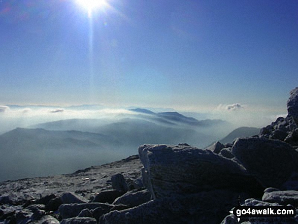 Walk gw187 Y Garn (Glyderau),  Glyder Fawr, Castell y Gwynt and Glyder Fach from Ogwen Cottage, Llyn Ogwen - Mount Snowdon from Glyder Fach