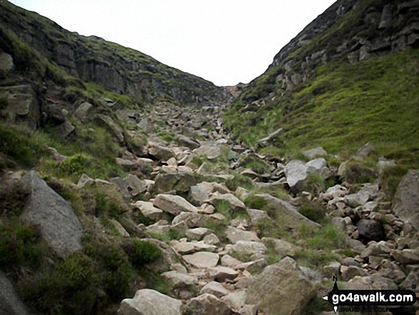 Walk d240 Kinder Downfall and Kinder Scout from Edale - Nearing the top of Grindsbrook Clough