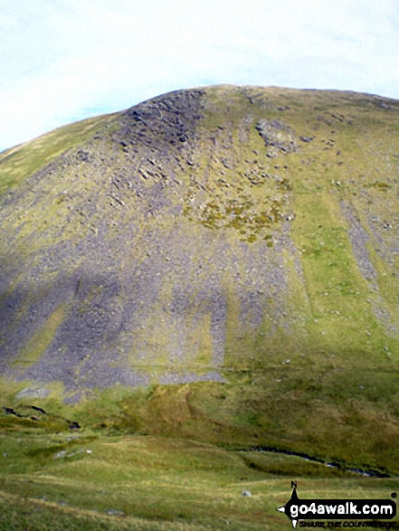 Walk c383 Blencathra via Sharp Edge from Scales - Bannerdale Crags from Brunt Knott (Blencathra) below Sharp Edge