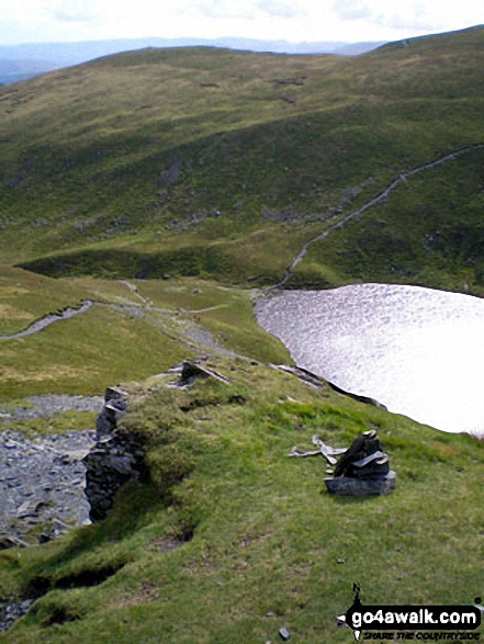 Walk c383 Blencathra via Sharp Edge from Scales - Scales Tarn from the start of Sharp Edge, Blencathra (or Saddleback)