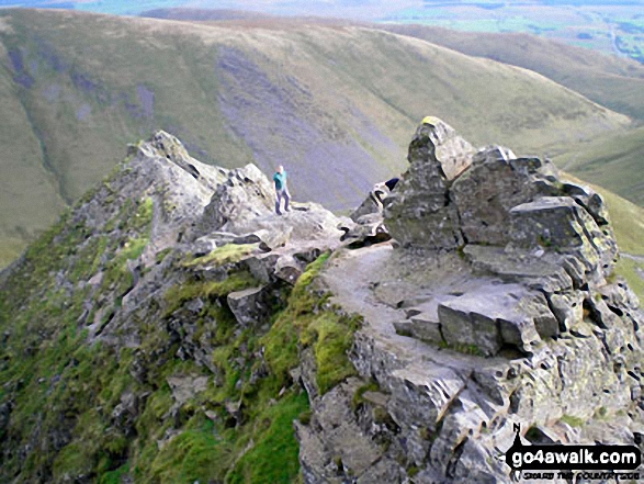 Walk c383 Blencathra via Sharp Edge from Scales - Walking along Sharp Edge, Blencathra (or Saddleback)