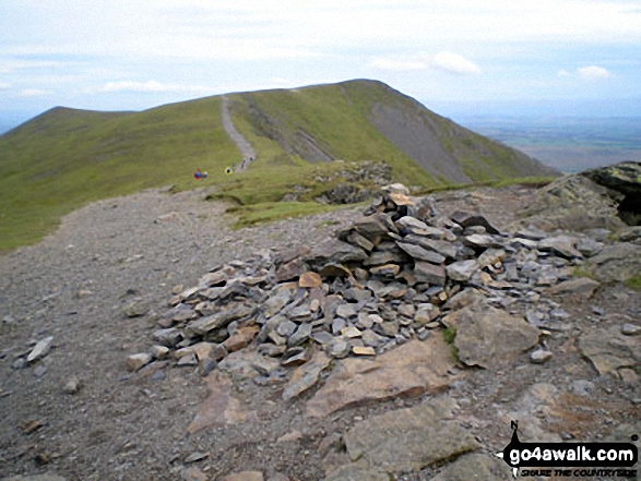 Walk c191 The Glendermackin Round from Mungrisdale - Atkinson Pike and the top of Sharp Edge from Hallsfell Top summit cairn, Blencathra or Saddleback