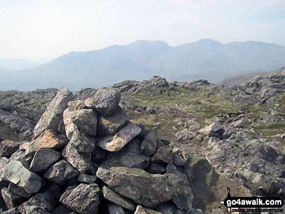 The Scafell Massif - Slight Side, Sca Fell, Symonds Knott, Mickledore, Scafell Pike, Ill Crag and Great End - from the summit of Little Stand