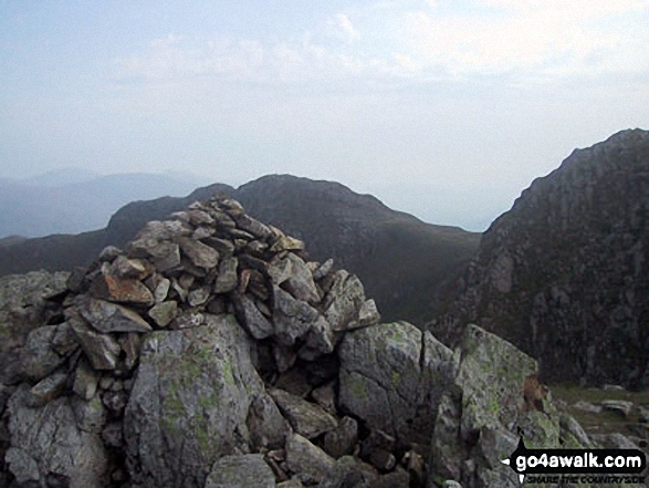 Walk c425 The Oxendale Fells from The Old Dungeon Ghyll, Great Langdale - Pike of Blisco (Pike o' Blisco) and Crinkle Crags (South Top) from the cairn on the summit of Crinkle Crags (Gunson Knott)