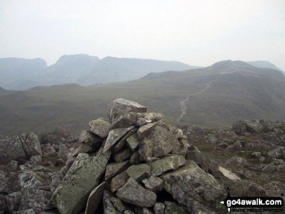 Walk Bow Fell (Bowfell) (North Top) walking UK Mountains in The Southern Fells The Lake District National Park Cumbria, England