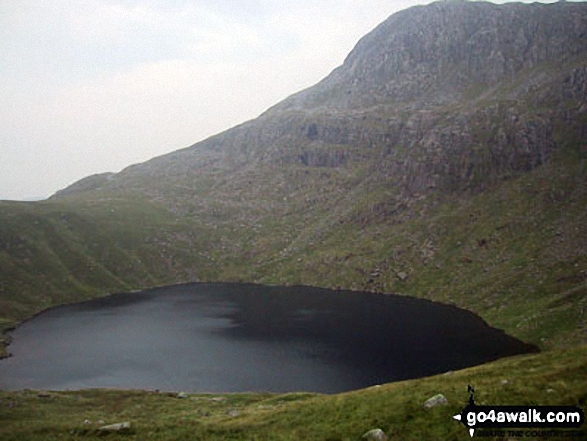 Walk c194 Scafell Pike from The Old Dungeon Ghyll, Great Langdale - Bow Fell (Bowfell) (North Top) towering above Angle Tarn (Langdale)