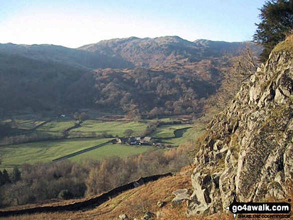 Looking down into Easedale from High Raven Crag below Helm Crag 