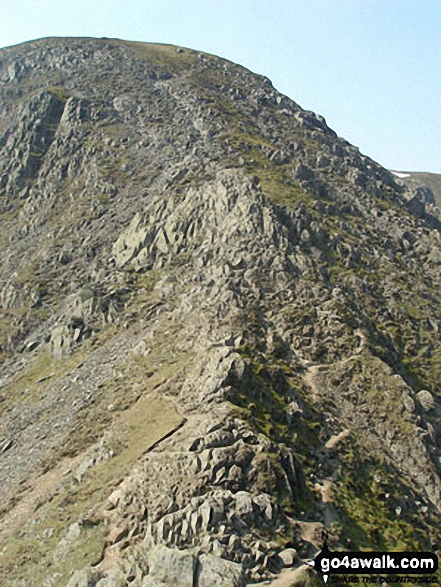 Walk c220 Helvellyn via Striding Edge from Glenridding - Helvellyn from the 'Bad Step' at the western end of Striding Edge