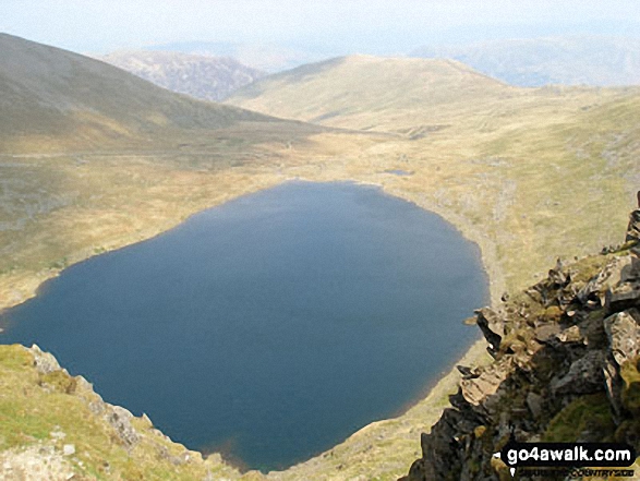 Walk c220 Helvellyn via Striding Edge from Glenridding - Red Tarn from Helvellyn