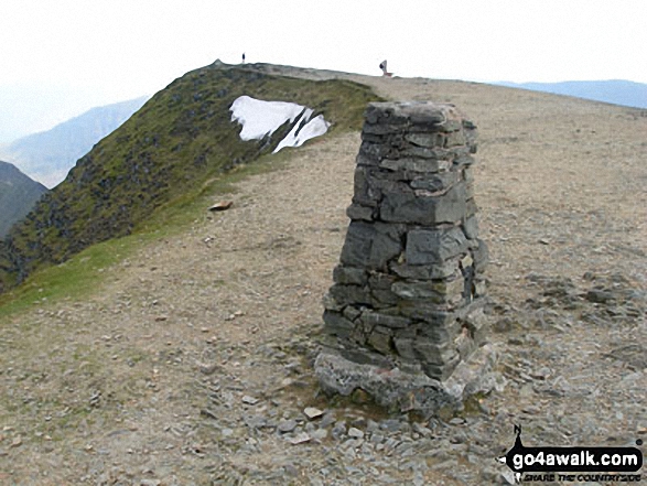 Walk c220 Helvellyn via Striding Edge from Glenridding - Helvellyn summit trig piller