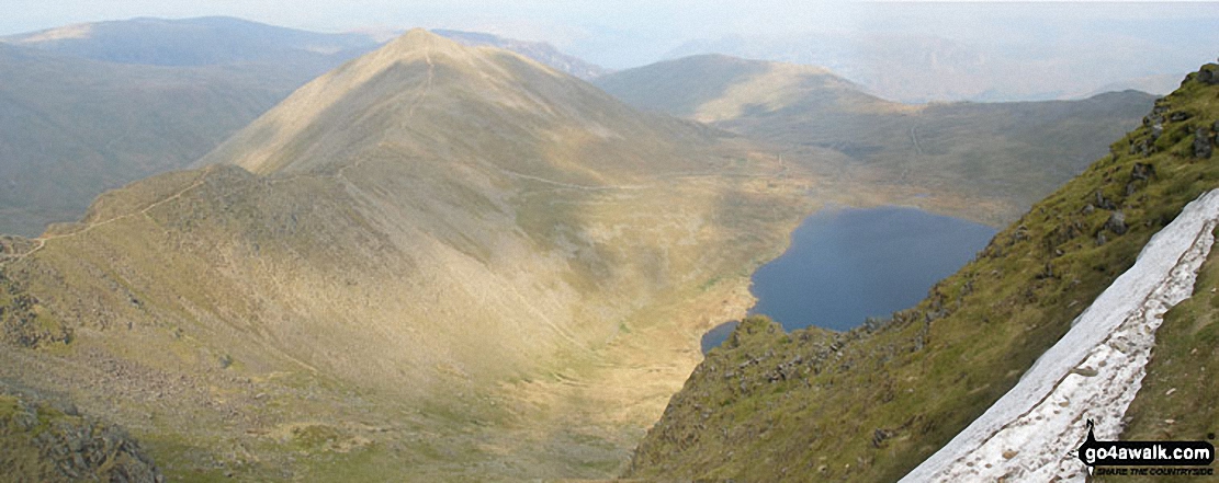 Walk c220 Helvellyn via Striding Edge from Glenridding - Swirral Edge, Catstye Cam and Red Tarn from Helvellyn