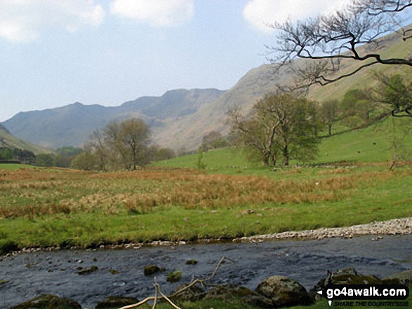 Walk c237 Grisedale Beck from Patterdale - Grisedale Beck with Helvellyn in the distance