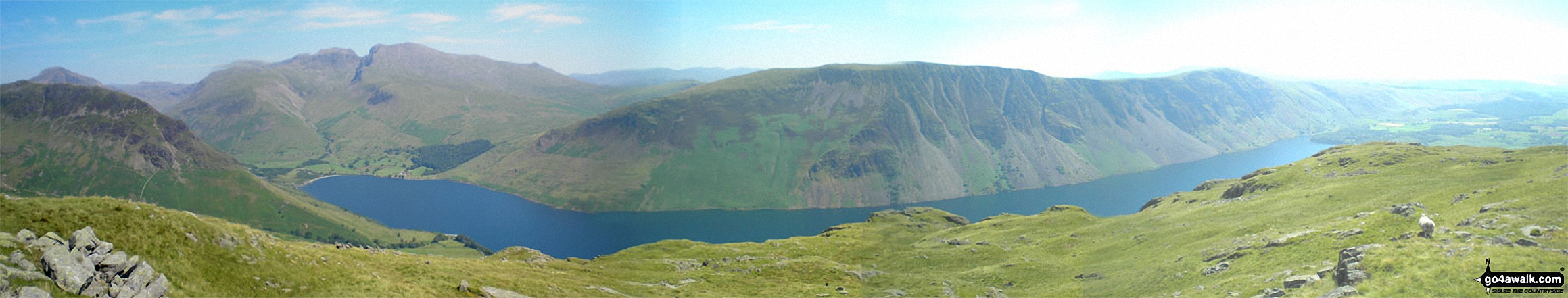 Walk c328 The Greendale Horseshoe - Yewbarrow, Wasdale Head, Wast Water, Lingmell, Scafell Pike, Mickledore and Sca Fell, Illgill Head and Whin Rigg from below Middle Fell (Wasdale)